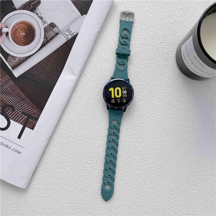 For Garmin Venu 2/Samsung Gear S3 Classic Circle Design Adjustable Silicone Strap 22mm Universal Replacement Watch Band - Green