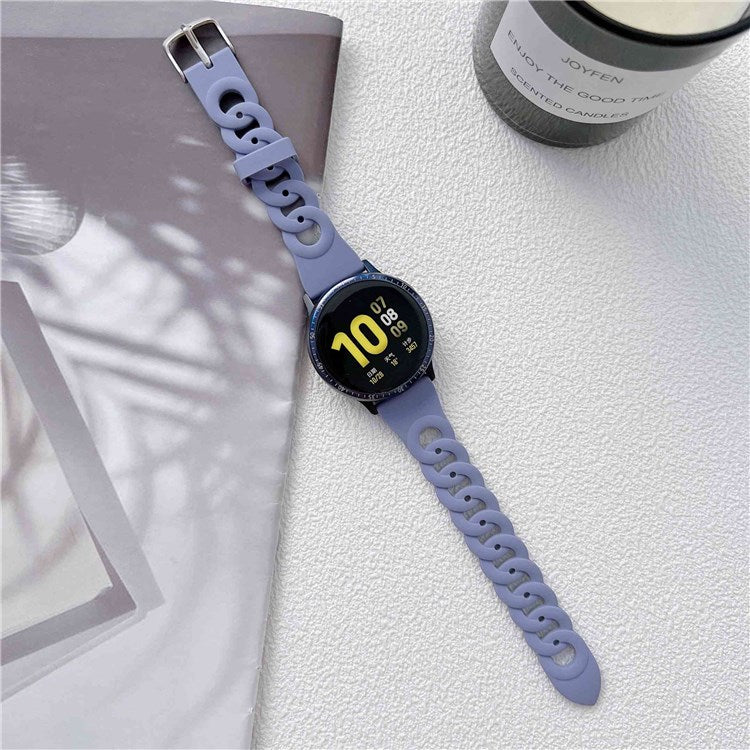 For Garmin Venu 2/Samsung Gear S3 Classic Circle Design Adjustable Silicone Strap 22mm Universal Replacement Watch Band - Light Purple