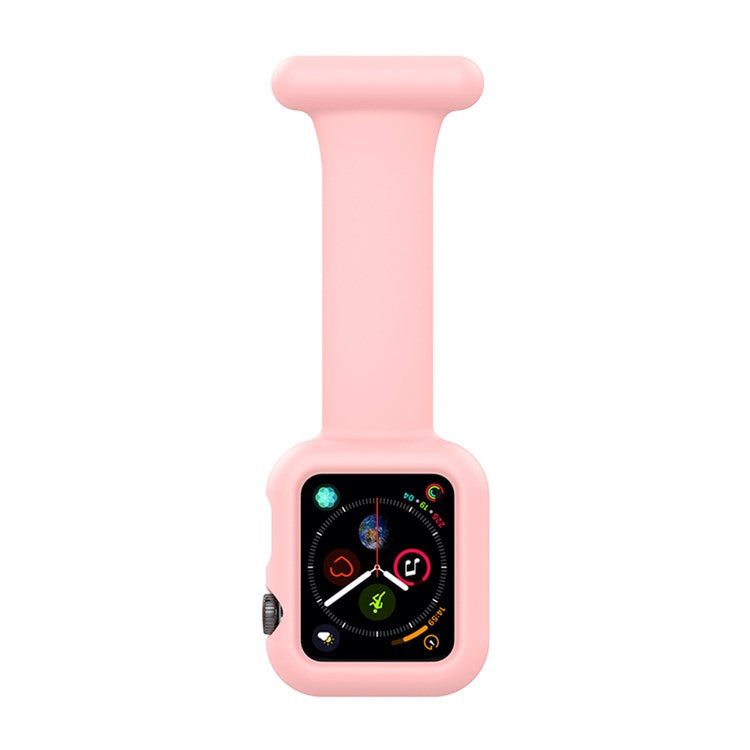 For Apple Watch Series 10 46mm / Ultra 2 Ultra 49mm / 9 8 7 45mm / SE (2023) SE (2022) SE 6 5 4 44mm / 3 2 1 42mm Impact-Resistant Silicone Watch Frame Protector Smart Watch Band - Pink