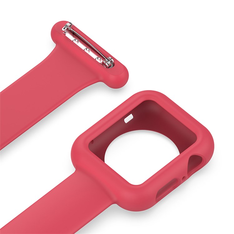 For Apple Watch Series 10 46mm / Ultra 2 Ultra 49mm / 9 8 7 45mm / SE (2023) SE (2022) SE 6 5 4 44mm / 3 2 1 42mm Impact-Resistant Silicone Watch Frame Protector Smart Watch Band - Red