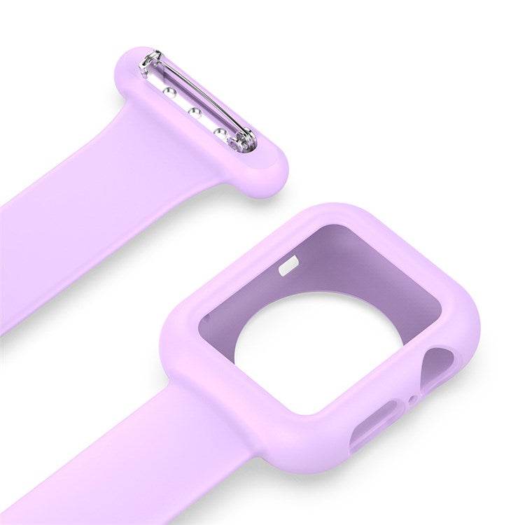 For Apple Watch Series 10 46mm / Ultra 2 Ultra 49mm / 9 8 7 45mm / SE (2023) SE (2022) SE 6 5 4 44mm / 3 2 1 42mm Impact-Resistant Silicone Watch Frame Protector Smart Watch Band - Light Purple