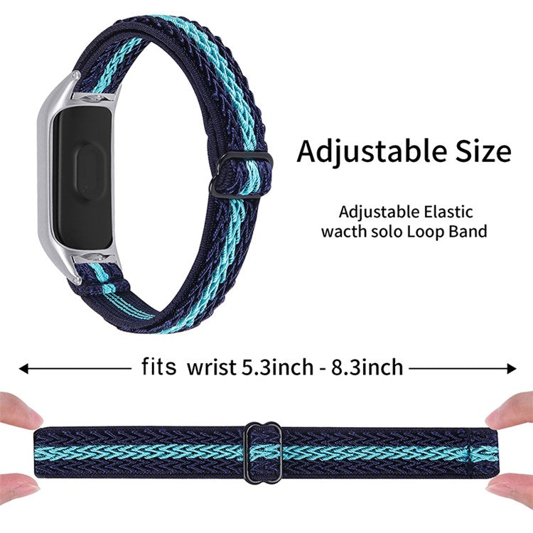 For Xiaomi Mi Band 5/6 Sport Elastics Nylon Watch Band Adjustable Woven Loop Wristband Replacement Bracelet Accessories - Midnight Blue