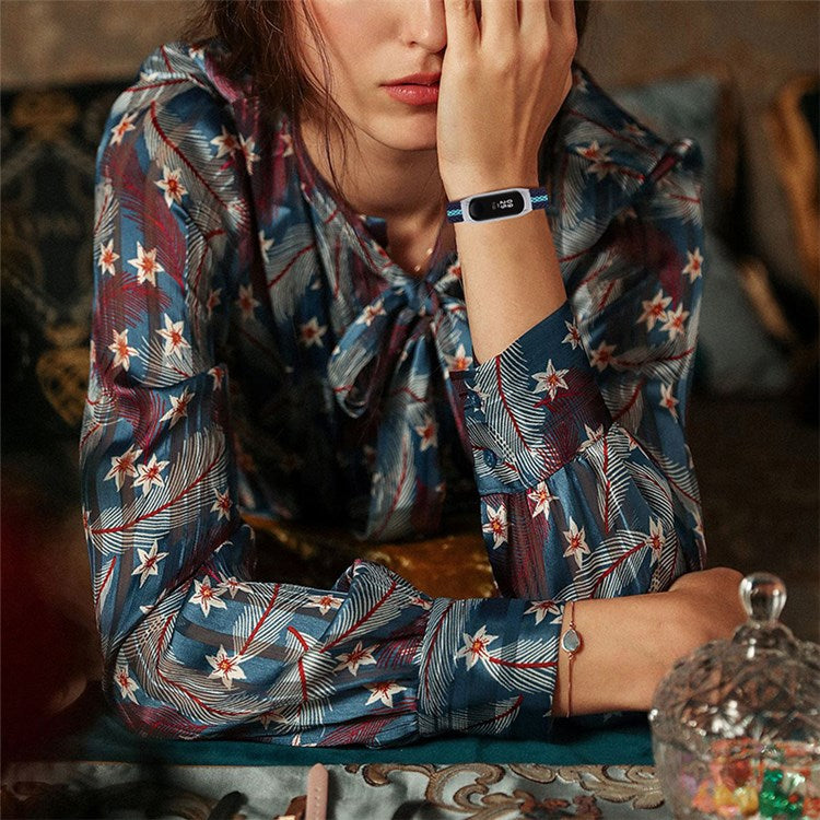 For Xiaomi Mi Band 5/6 Sport Elastics Nylon Watch Band Adjustable Woven Loop Wristband Replacement Bracelet Accessories - Midnight Blue