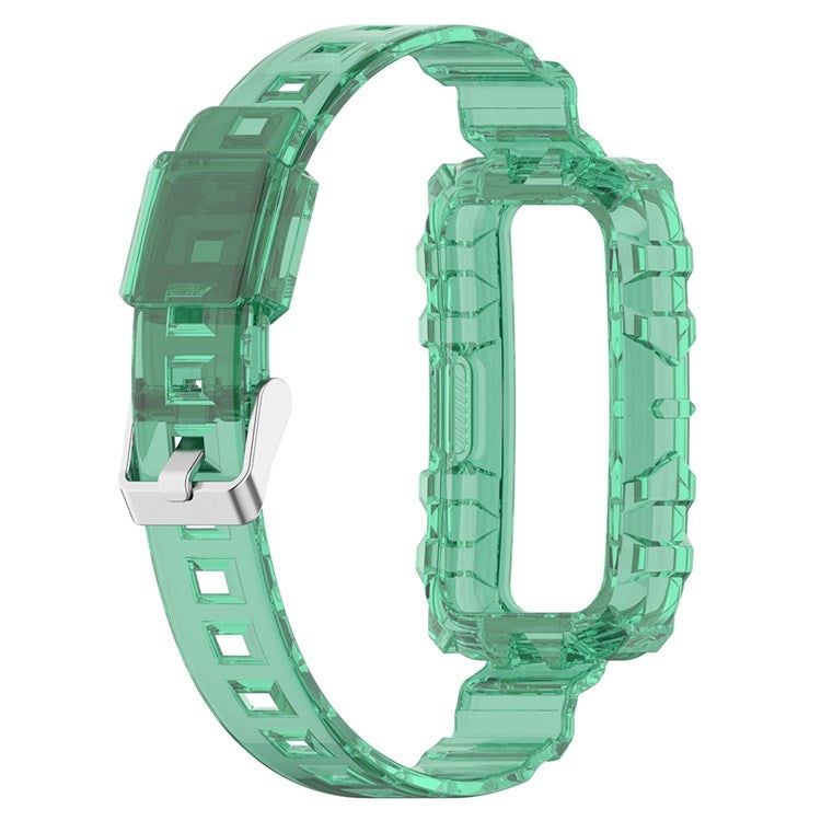 For Huawei Band 7/Band 6/Honor Band 6 Replacement Transparent TPU Watch Strap Wrist Band with Watch Case - Transparent Green