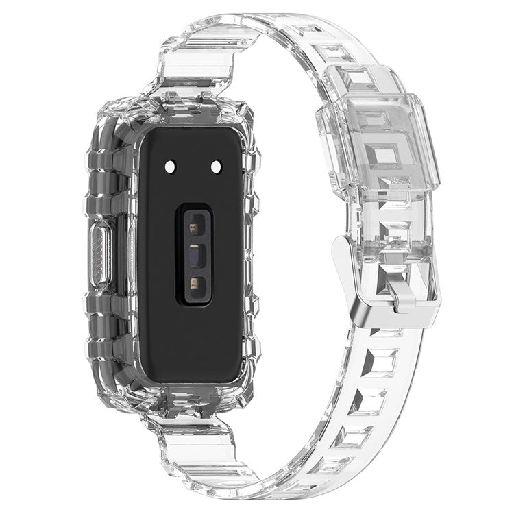 For Huawei Band 7 / Band 6 / Honor Band 6 Replacement Transparent TPU Watch Strap Wrist Band with Watch Case - Transparent