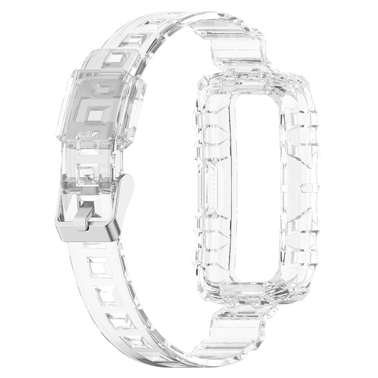 For Huawei Band 7 / Band 6 / Honor Band 6 Replacement Transparent TPU Watch Strap Wrist Band with Watch Case - Transparent