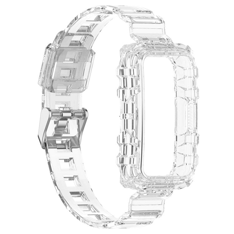 For Huawei Band 7 / Band 6 / Honor Band 6 Replacement Transparent TPU Watch Strap Wrist Band with Watch Case - Transparent