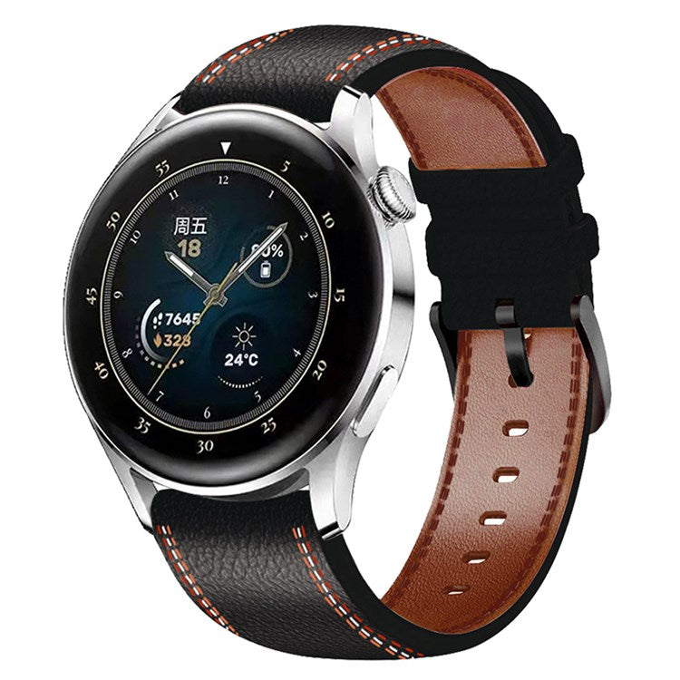 For Samsung Galaxy Watch3 45mm/Watch 46mm Microfiber Leather Watch Band Wrist Strap 22mm - Black