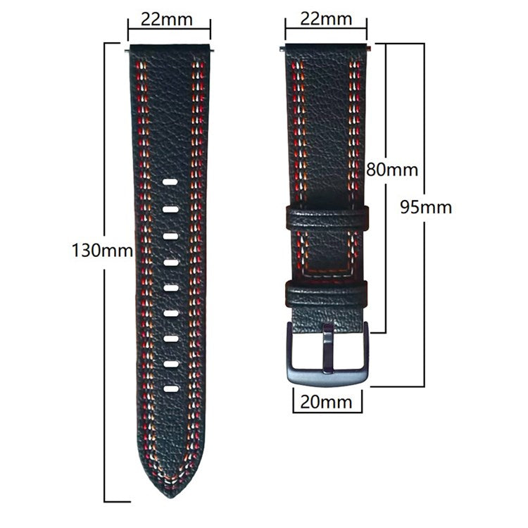 For Samsung Galaxy Watch3 45mm/Watch 46mm Microfiber Leather Watch Band Wrist Strap 22mm - Black