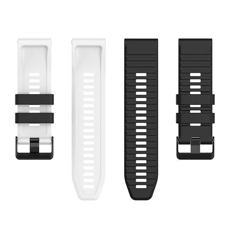 For Garmin Fenix 7X/6X/5X 26mm Replacement Smart Watch Strap Dual Color Silicone Watchband - Black/White