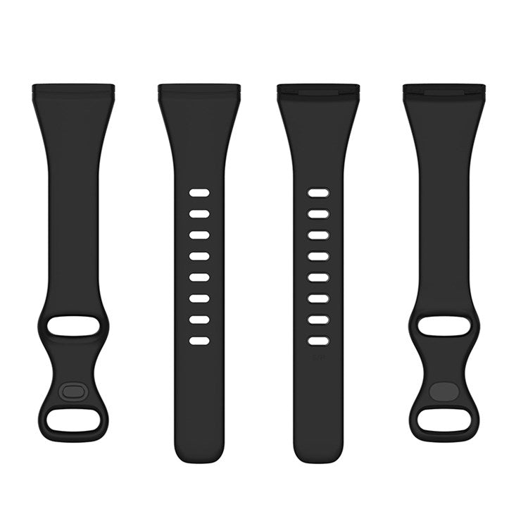 For Fitbit Versa 3 / Fitbit Sense Soft TPU Watch Strap Wristband Replacement Adjustable Watch Band, Size S - Black