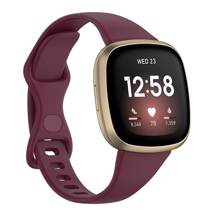 For Fitbit Versa 3 / Fitbit Sense Soft TPU Watch Strap Wristband Replacement Adjustable Watch Band, Size S - Wine Red