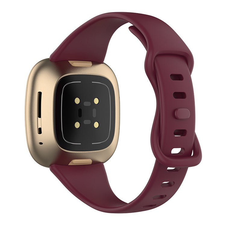 For Fitbit Versa 3 / Fitbit Sense Soft TPU Watch Strap Wristband Replacement Adjustable Watch Band, Size S - Wine Red