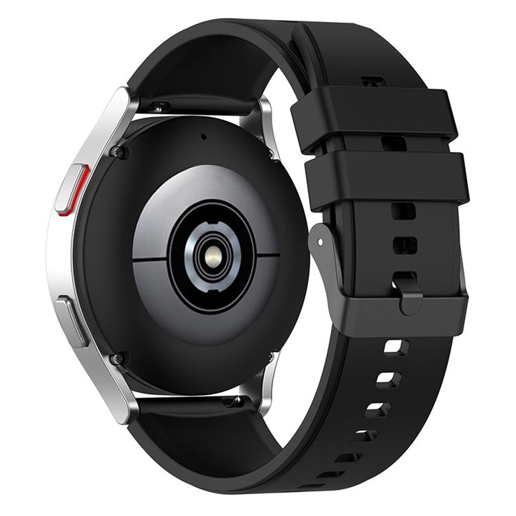 For Samsung Watch Heart-S / Heart-L / Galaxy Watch6 40mm 44mm / Watch6 Classic 43mm 47mm / Watch 5 40mm 44mm / 5 Pro 45mm / Watch4 40mm 44mm Replacement Watch Strap 20mm Silicone Watch Band - Black