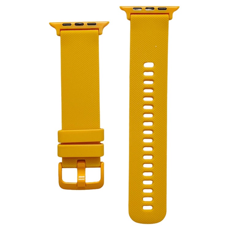 For Apple Watch Series 10 46mm / Ultra 2 Ultra 49mm / 9 8 7 45mm / SE (2023) SE (2022) SE 6 5 4 44mm / 3 2 1 42mm Textured Silicone Watch Strap Adjustable Pin Buckle Wrist Band Replacement - Orange