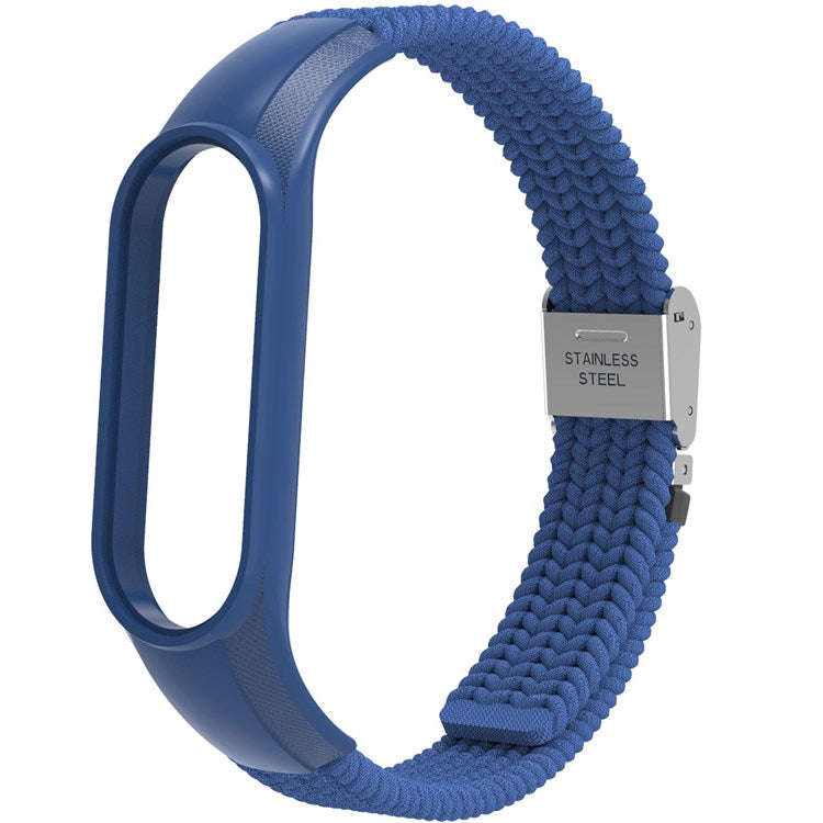 For Xiaomi Mi Band 7 Adjustable Nylon Braided Watch Band Replacement Wrist Strap with Stainless Steel Buckle - Blue