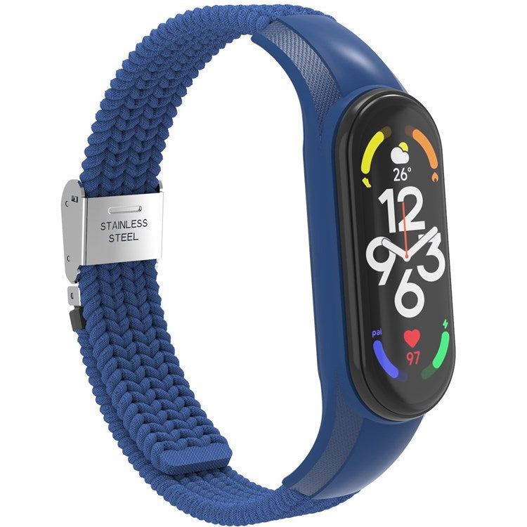For Xiaomi Mi Band 7 Adjustable Nylon Braided Watch Band Replacement Wrist Strap with Stainless Steel Buckle - Blue