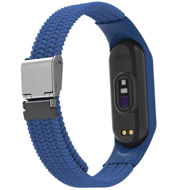 For Xiaomi Mi Band 7 Adjustable Nylon Braided Watch Band Replacement Wrist Strap with Stainless Steel Buckle - Blue
