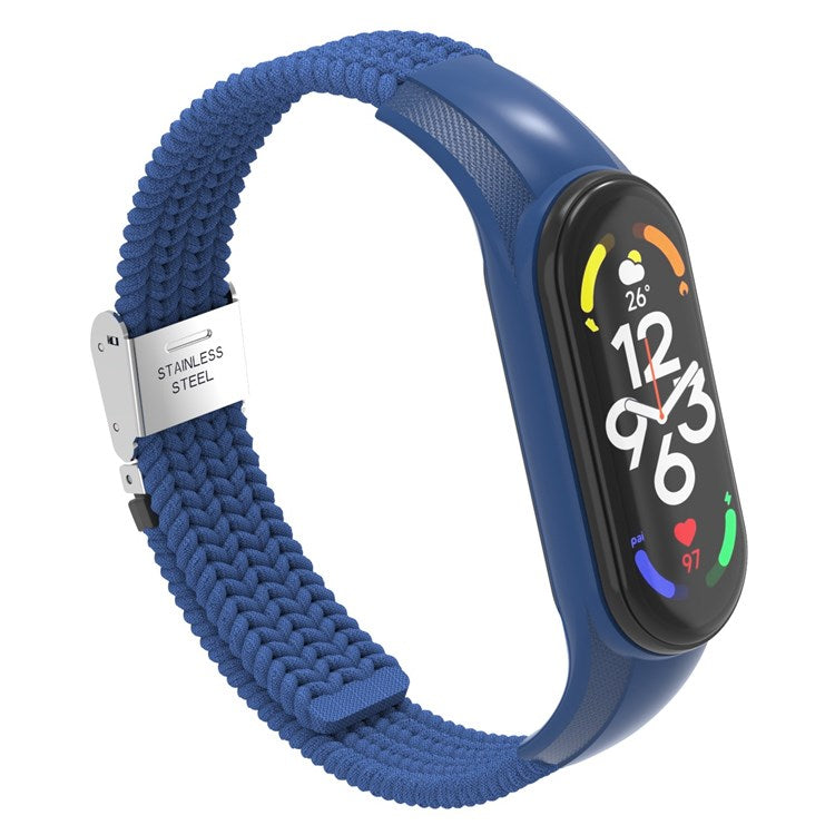 For Xiaomi Mi Band 7 Adjustable Nylon Braided Watch Band Replacement Wrist Strap with Stainless Steel Buckle - Blue