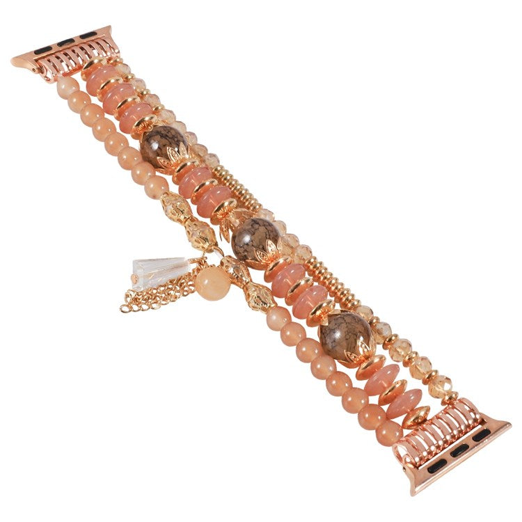 For Apple Watch Series 10 46mm / Ultra 2 Ultra 49mm / 9 8 7 45mm / SE (2023) SE (2022) SE 6 5 4 44mm / 3 2 1 42mm Agate + Stainless Steel Watch Strap Bracelet Replacement Smart Watch Band - Coffee