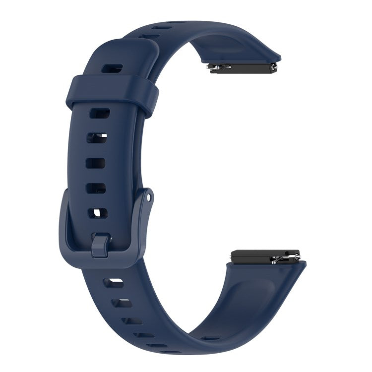 Silicone Smart Watch Band for Huawei Band 7, Solid Color Adjustable Wrist Strap Replacement - Midnight Blue