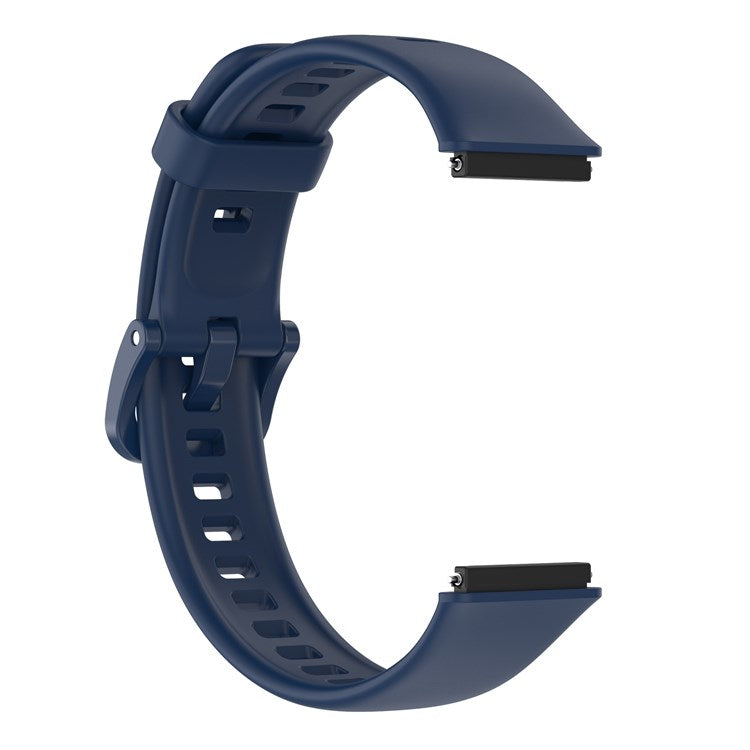 Silicone Smart Watch Band for Huawei Band 7, Solid Color Adjustable Wrist Strap Replacement - Midnight Blue