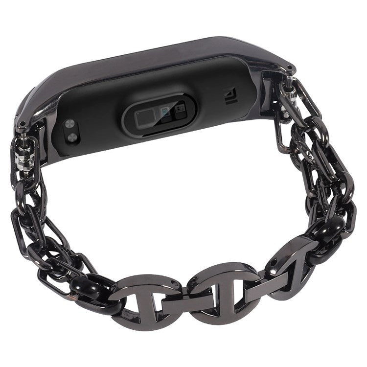 For Xiaomi Mi Band 7 Stainless Steel Hollow-out Bracelet Smart Watch Band Replacement Wrist Strap - Black