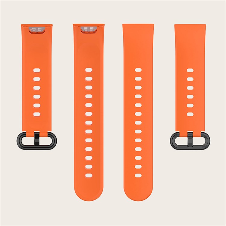 For Xiaomi Redmi Watch 2/Redmi Watch 2 Lite Solid Color Silicone Watch Band Strap + Drop-proof Watch Case - Orange/Black/Orange
