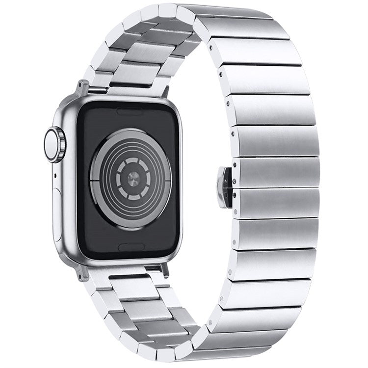 For Apple Watch Series 10 46mm / Ultra 2 Ultra 49mm / 9 8 7 45mm / SE (2023) SE (2022) SE 6 5 4 44mm / 3 2 1 42mm / Watch Ultra 49mm Buckle Design Stainless Steel Wrist Strap Smart Watch Band - Silver