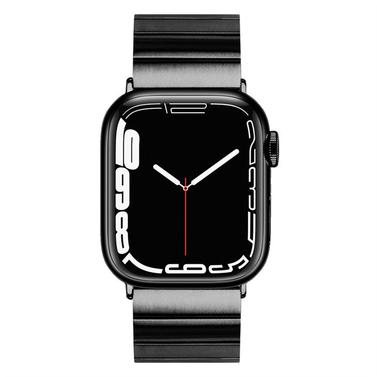 For Apple Watch Series 10 46mm / Ultra 2 Ultra 49mm / 9 8 7 45mm / SE (2023) SE (2022) SE 6 5 4 44mm / 3 2 1 42mm / Watch Ultra 49mm Buckle Design Stainless Steel Wrist Strap Smart Watch Band - Black