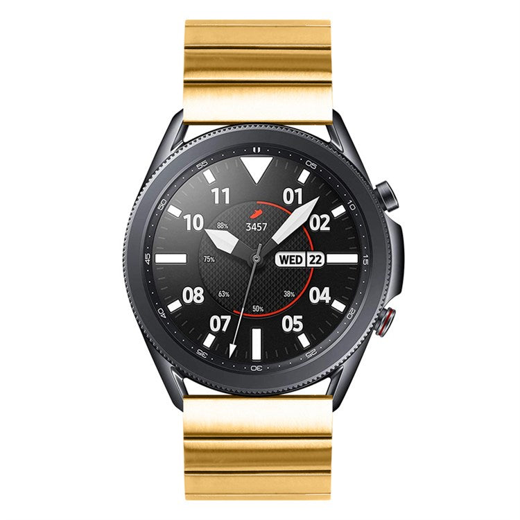 For Samsung Gear S3 Classic/Galaxy Watch 46mm/Watch4 Classic 46mm, Watch Band Buckle Design Stainless Steel Strap - Gold