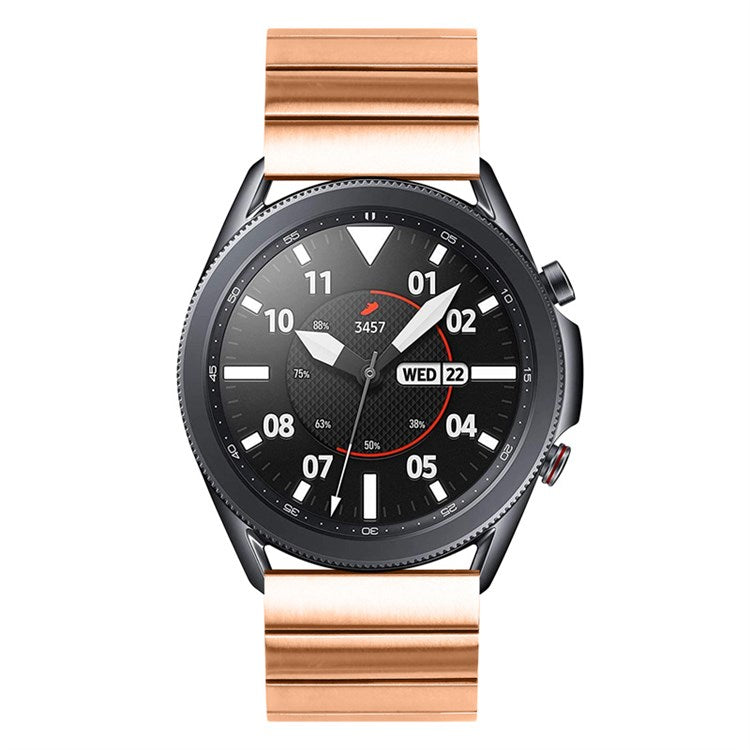 For Samsung Gear S3 Classic/Galaxy Watch 46mm/Watch4 Classic 46mm, Watch Band Buckle Design Stainless Steel Strap - Rose Gold
