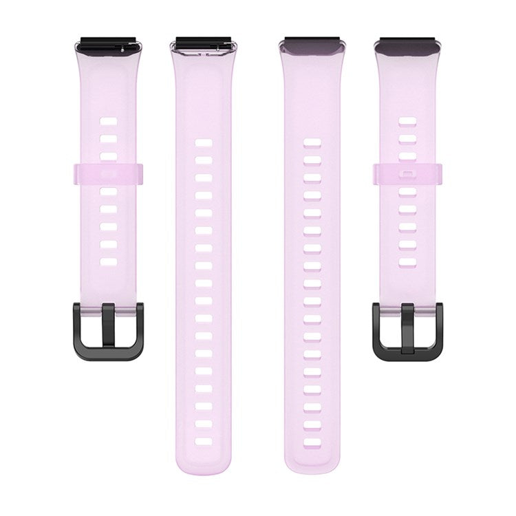 Translucent Smart Watch Band for Huawei Band 7, Soft Silicone Adjustable Wrist Strap Replacement - Transparent Purple