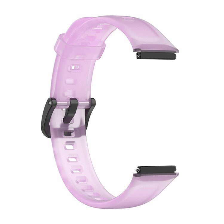 Translucent Smart Watch Band for Huawei Band 7, Soft Silicone Adjustable Wrist Strap Replacement - Transparent Purple