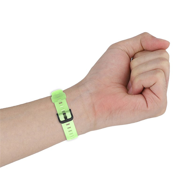 Translucent Smart Watch Band for Huawei Band 7, Soft Silicone Adjustable Wrist Strap Replacement - Transparent Purple