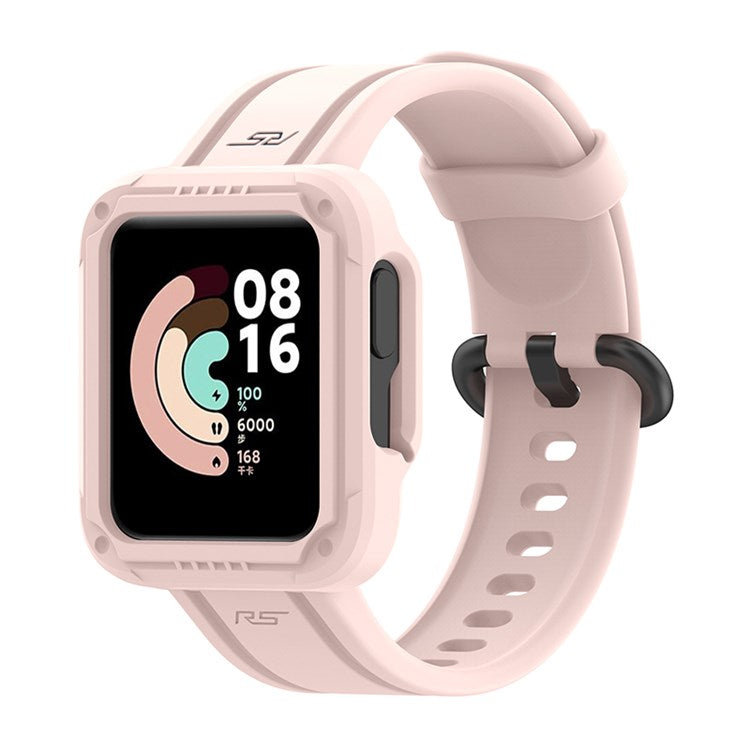 For Xiaomi Redmi Watch/Redmi Watch 2/Mi Watch Lite/Mi Watch Lite 2 Smart Watch Strap Soft Silicone Wrist Band with Watch Case - Pink