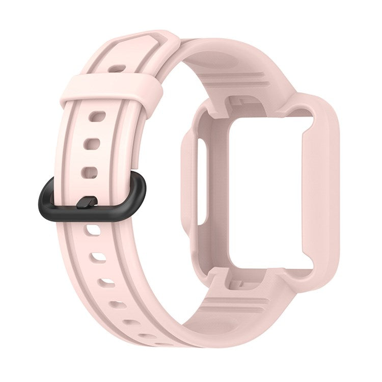 For Xiaomi Redmi Watch/Redmi Watch 2/Mi Watch Lite/Mi Watch Lite 2 Smart Watch Strap Soft Silicone Wrist Band with Watch Case - Pink