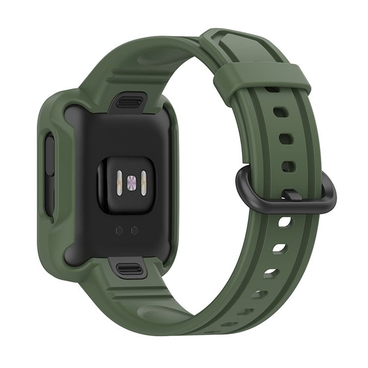 For Xiaomi Redmi Watch/Redmi Watch 2/Mi Watch Lite/Mi Watch Lite 2 Smart Watch Strap Soft Silicone Wrist Band with Watch Case - Blackish Green