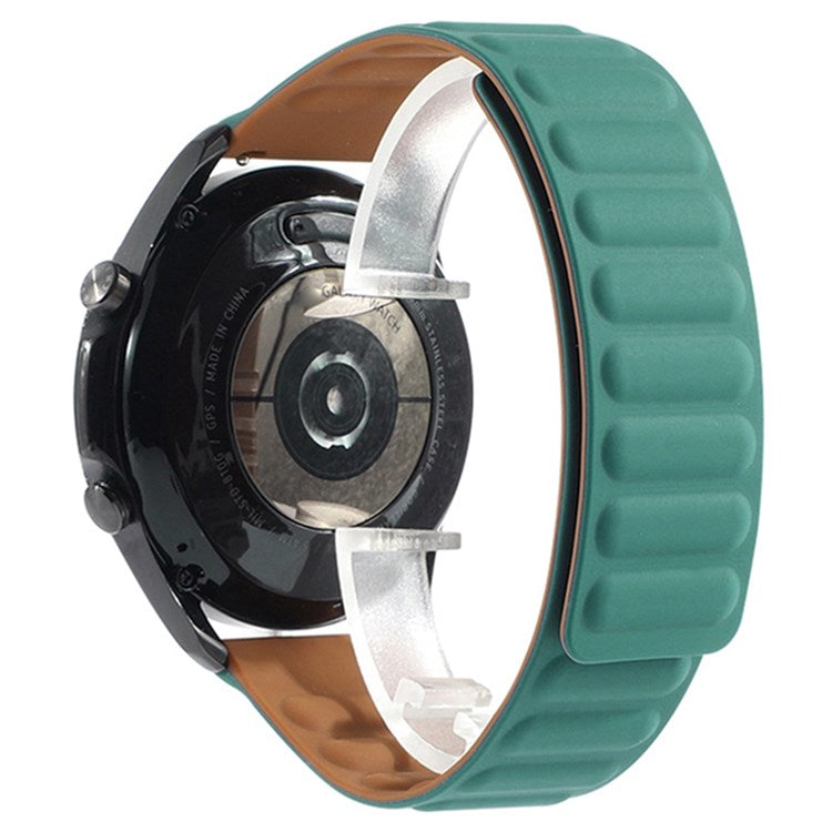 For Samsung Galaxy Watch4 40mm/44mm/Garmin Venu 2 Plus Silicone Watch Band 20mm Magnetic Wrist Strap Replacement - Peacock Green