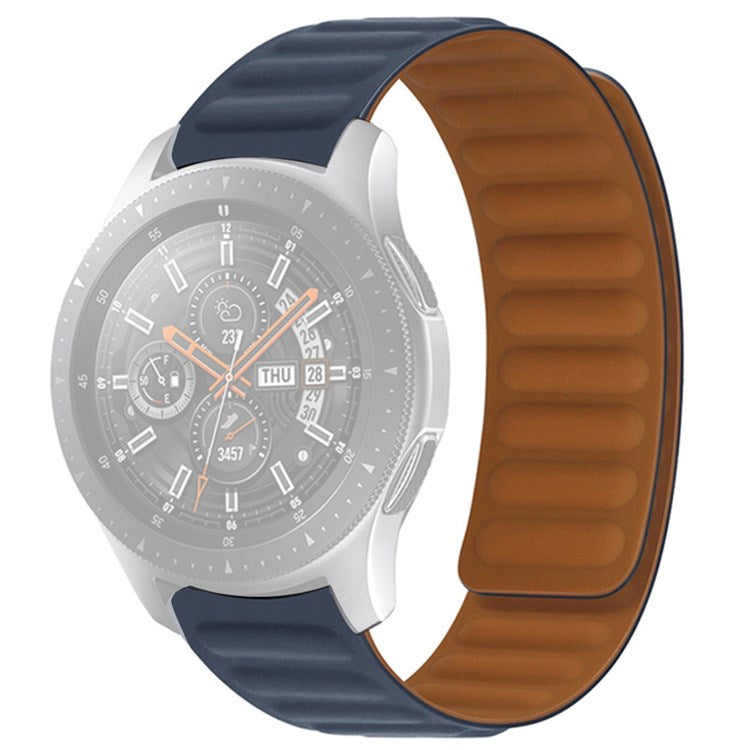 For Samsung Galaxy Watch4 40mm/44mm/Garmin Venu 2 Plus Silicone Watch Band 20mm Magnetic Wrist Strap Replacement - Indigo Blue