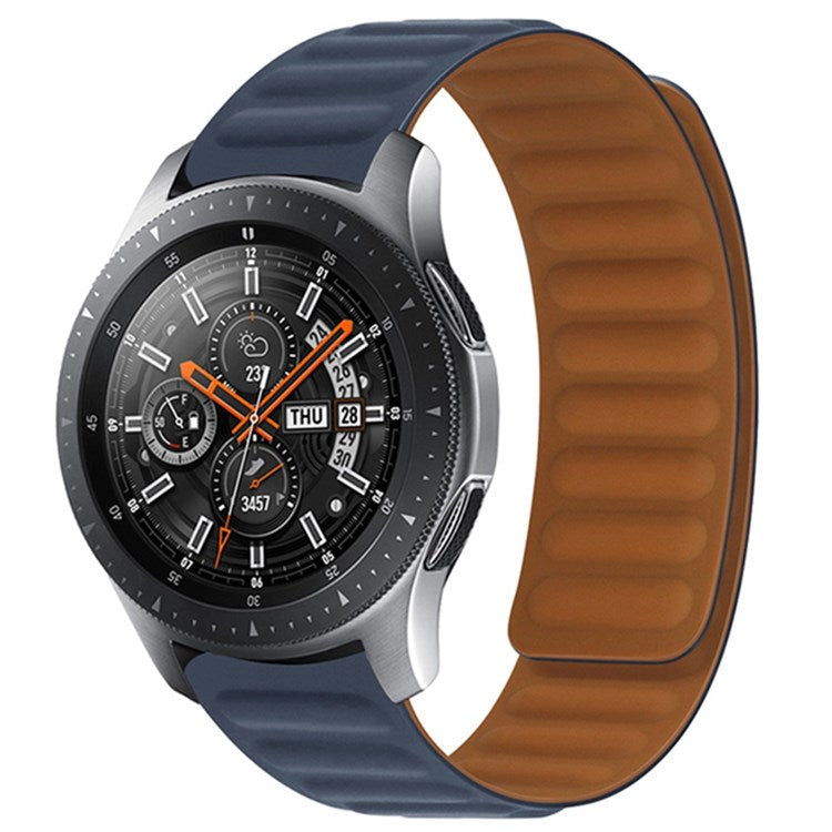 For Samsung Galaxy Watch4 40mm/44mm/Garmin Venu 2 Plus Silicone Watch Band 20mm Magnetic Wrist Strap Replacement - Indigo Blue