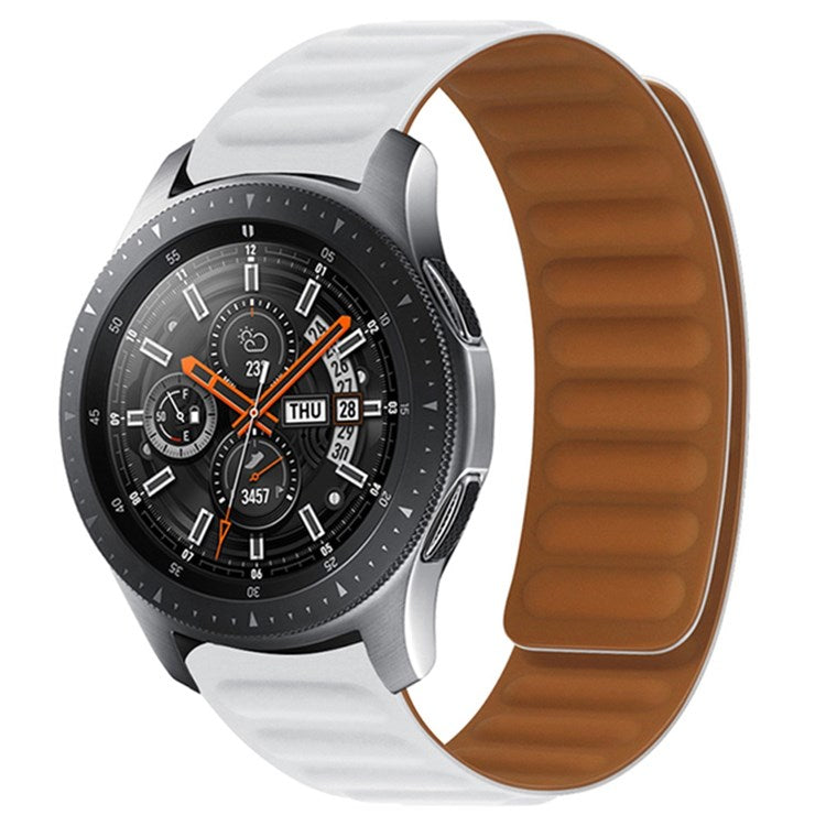 For Samsung Gear S3 Frontier/Classic/Garmin Forerunner 255 22mm Magnetic Watch Strap Silicone Wrist Band Replacement - White