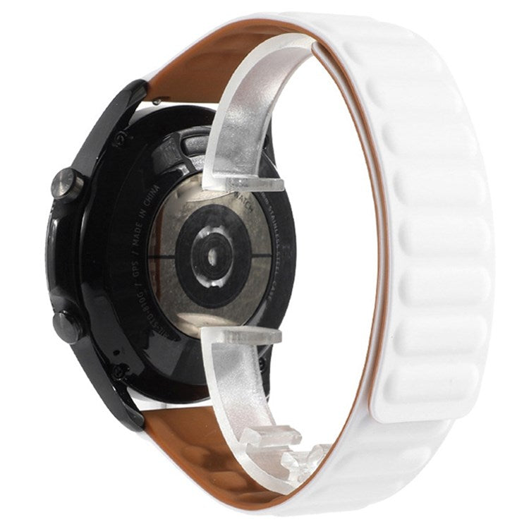 For Samsung Gear S3 Frontier/Classic/Garmin Forerunner 255 22mm Magnetic Watch Strap Silicone Wrist Band Replacement - White