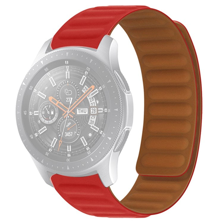 For Samsung Gear S3 Frontier/Classic/Garmin Forerunner 255 22mm Magnetic Watch Strap Silicone Wrist Band Replacement - Red