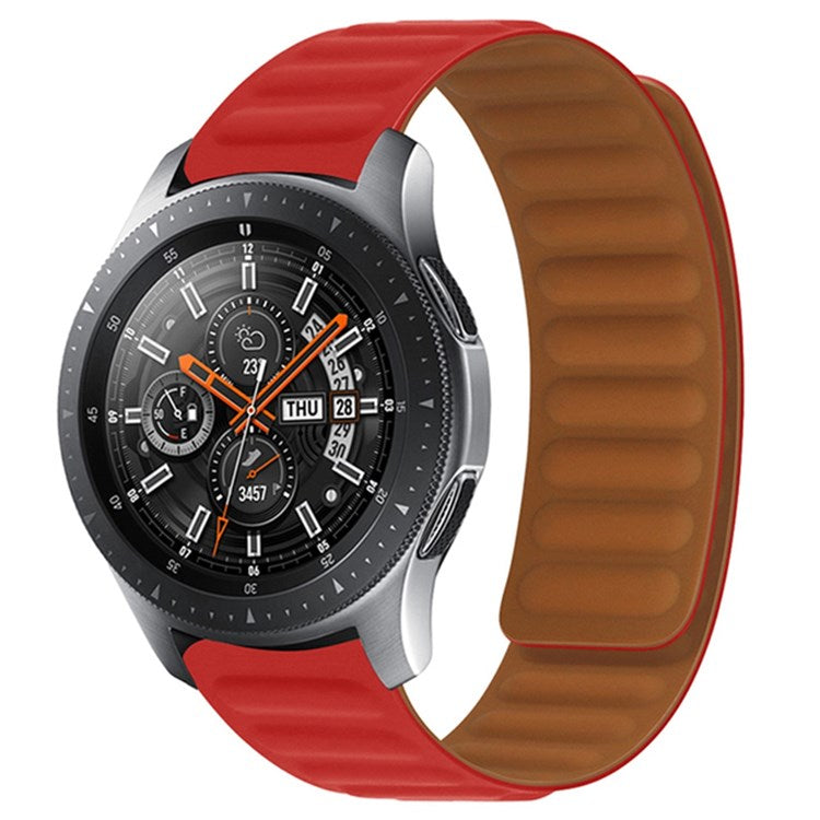 For Samsung Gear S3 Frontier/Classic/Garmin Forerunner 255 22mm Magnetic Watch Strap Silicone Wrist Band Replacement - Red