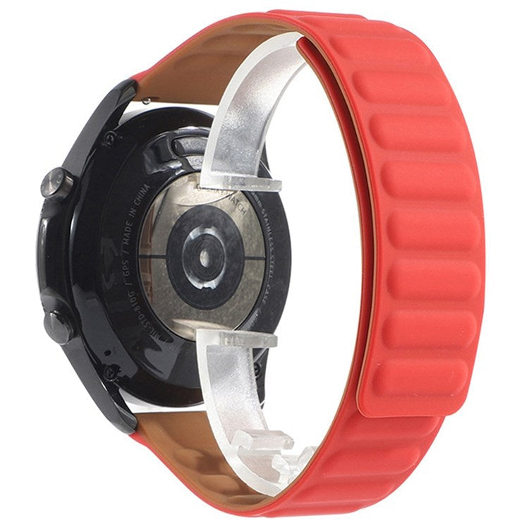 For Samsung Gear S3 Frontier/Classic/Garmin Forerunner 255 22mm Magnetic Watch Strap Silicone Wrist Band Replacement - Red