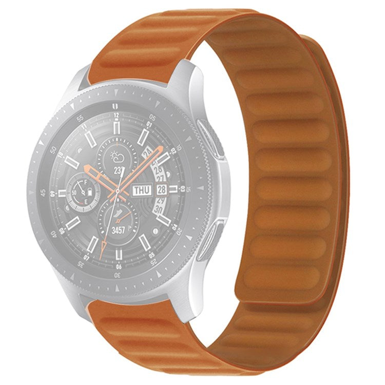 For Samsung Gear S3 Frontier/Classic/Garmin Forerunner 255 22mm Magnetic Watch Strap Silicone Wrist Band Replacement - Golden-brown