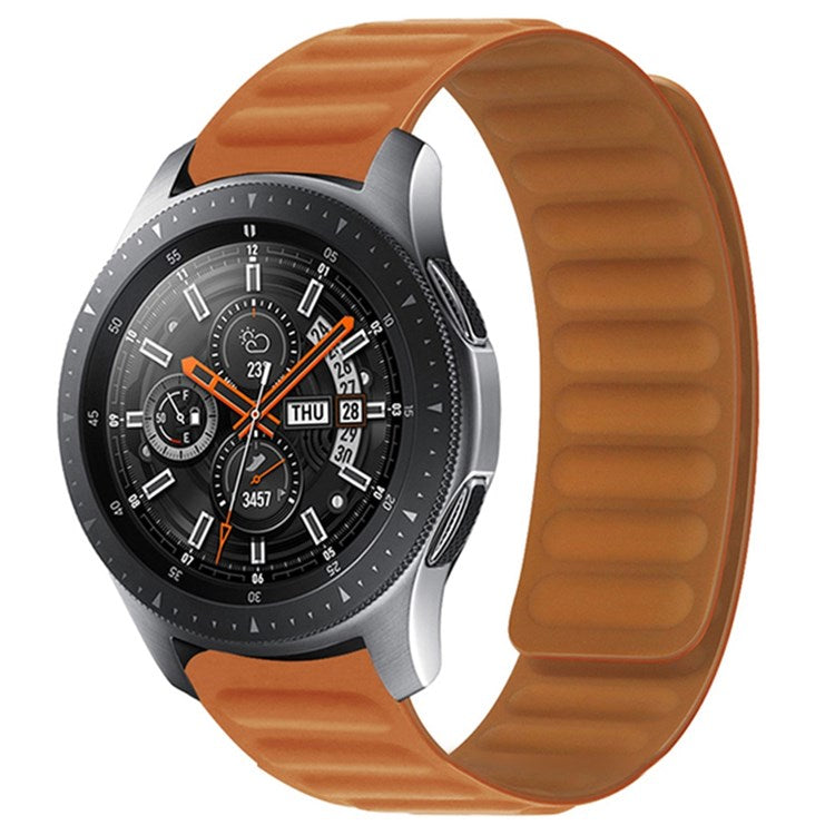 For Samsung Gear S3 Frontier/Classic/Garmin Forerunner 255 22mm Magnetic Watch Strap Silicone Wrist Band Replacement - Golden-brown