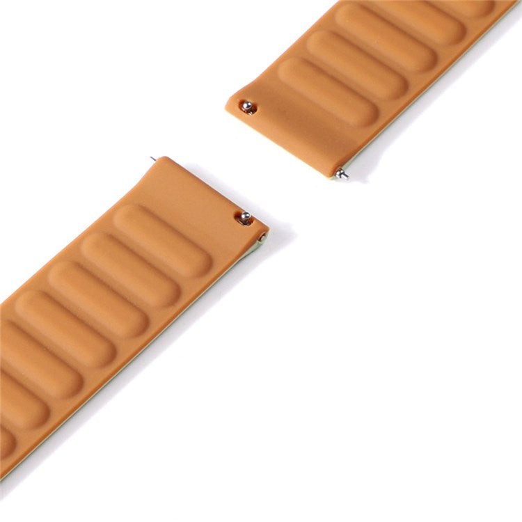 For Samsung Gear S3 Frontier/Classic/Garmin Forerunner 255 22mm Magnetic Watch Strap Silicone Wrist Band Replacement - Golden-brown