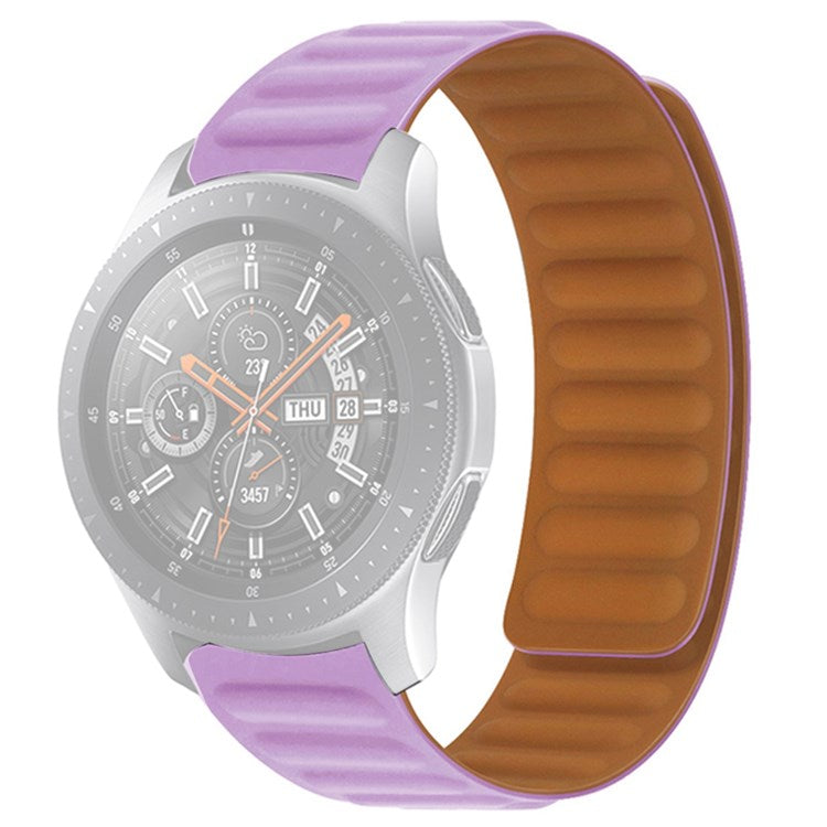 For Samsung Gear S3 Frontier/Classic/Garmin Forerunner 255 22mm Magnetic Watch Strap Silicone Wrist Band Replacement - Light Purple